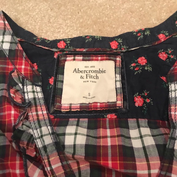 Vintage! A&F button down plaid peplum shirt - Picture 3 of 5